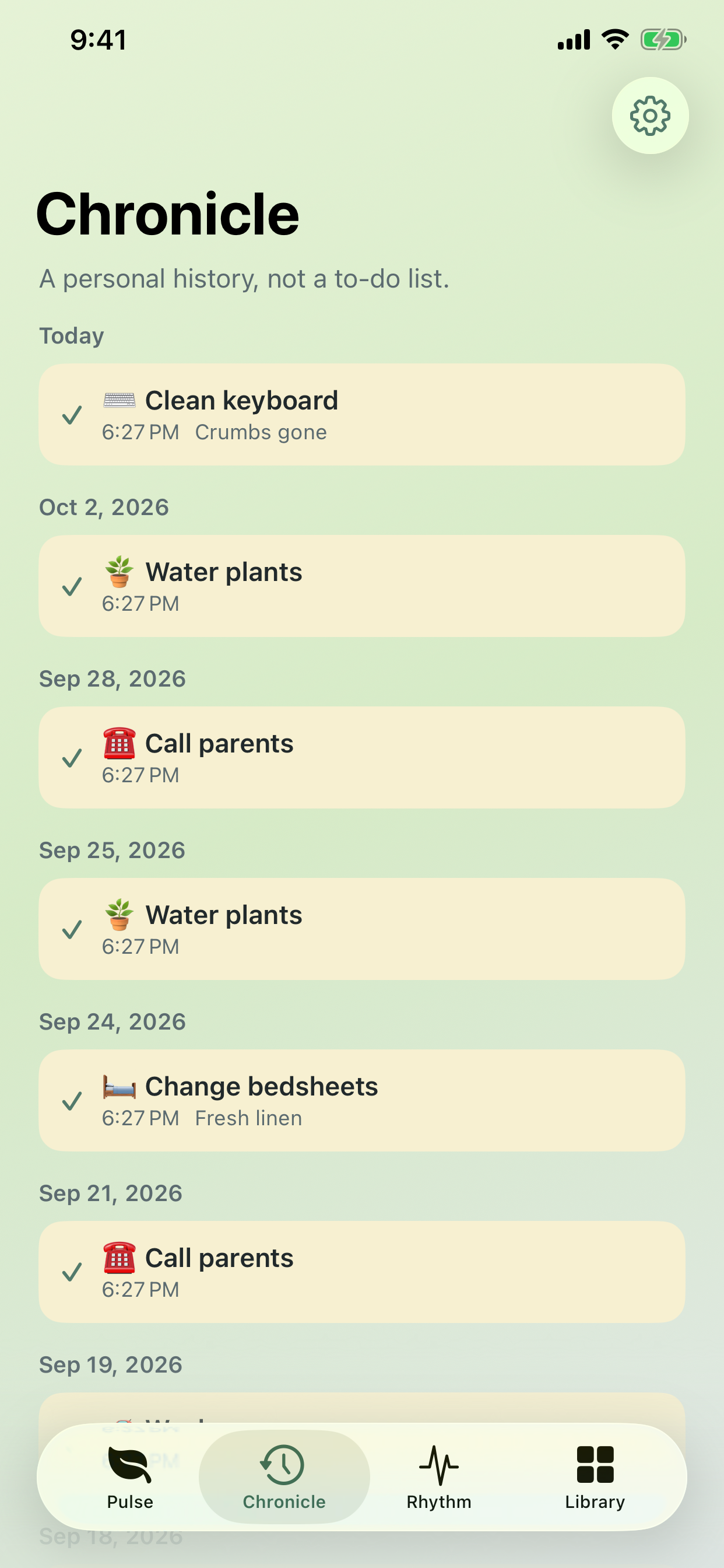 Chronicle timeline of completions